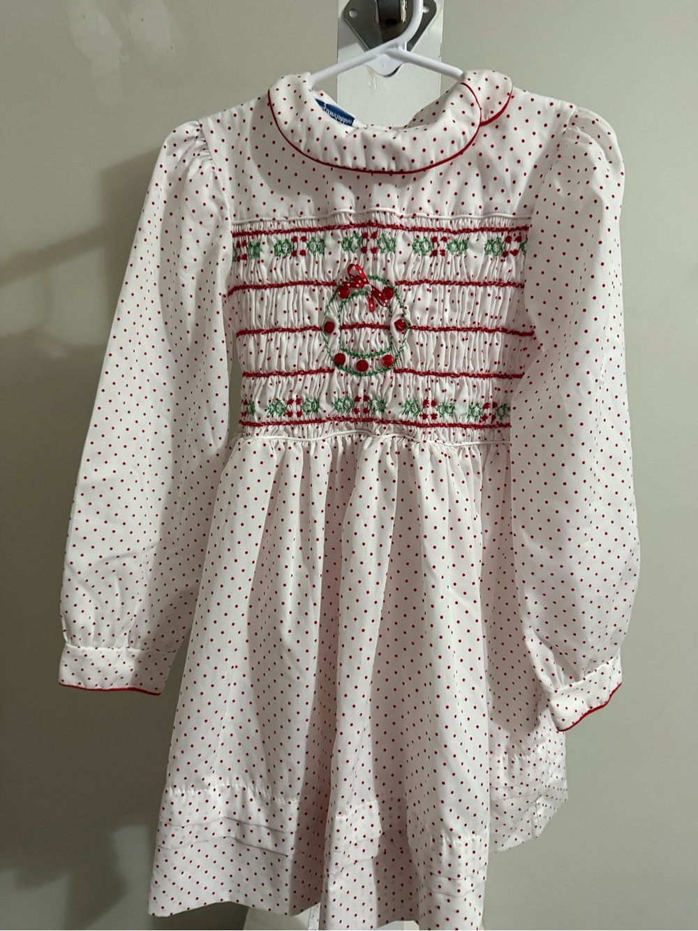 Vintage Polly Flinders Hand Smocked Christmas Dress